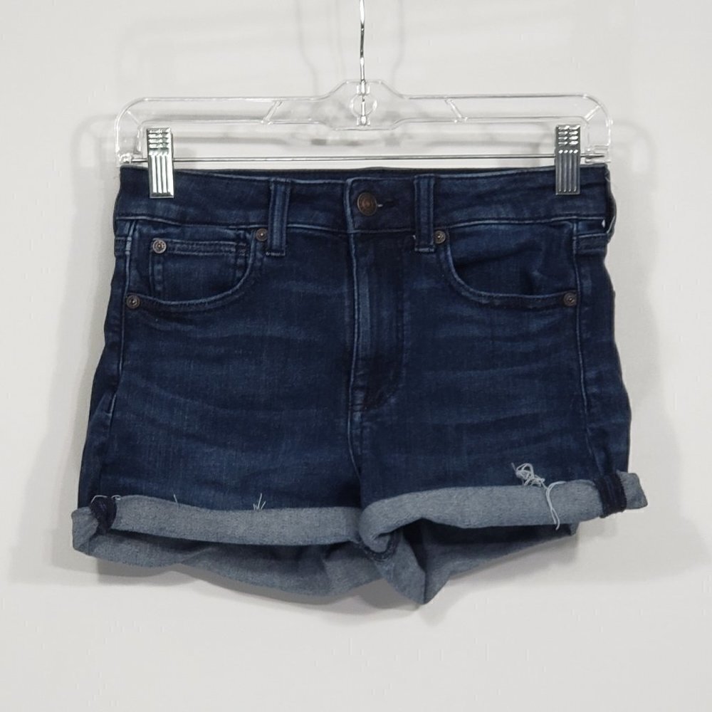 American Eagle Next Level Stretch Super Hi-Rise Shortie Shorts Cuffed Womens 2